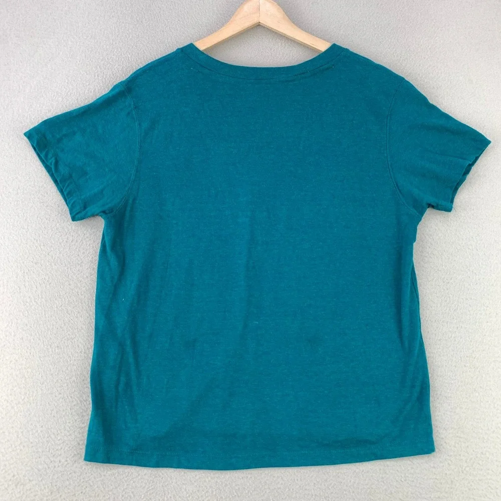 Champion T-Shirt Men Medium Teal Blue Basic V-Neck Short Sleeve Tee Logo - Picture 5 of 8